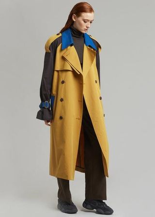 The Frankie Shop + Eros Color Block Trench in Mustard Combo