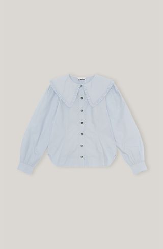 Ganni + Cotton Poplin Cotton Poplin Frill Collar Shirt