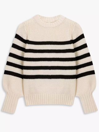 And/Or + Rachel Stripe Round Neck Jumper, Ivory