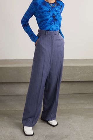 Acne Studios + Pinstriped Woven Wide-Leg Pants