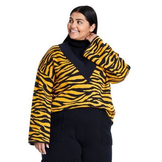 Victor Glemaud X Target + Animal Print Turtleneck Layered Pullover Sweater
