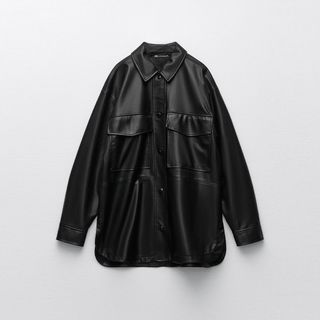 Zara + Faux Leather Overshirt
