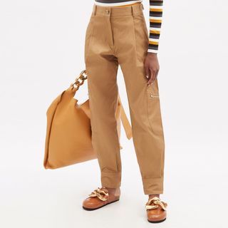 JW Anderson + Pleated Cotton Cavalry-Twill Cargo Trousers