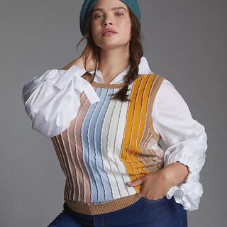 Eva Franco + Shimmer-Striped Sweater Tee