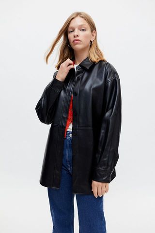 Nia + Vegan Leather Shirt Jacket