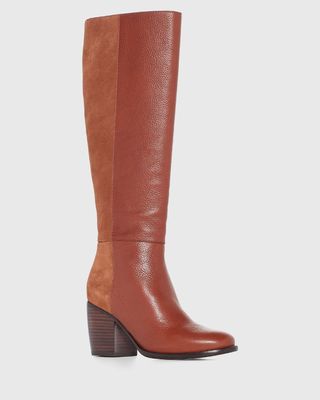 Paige + Caroline Boot in Whisky Leather and Suede
