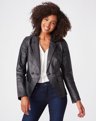 Paige + Aventura Blazer in Black Leather