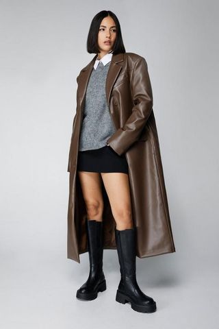 NastyGal + Faux Leather Duster Coat