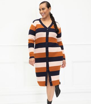 Eloquii Elements + Striped Cardigan Sweater Dress