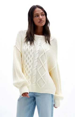 Free People + Dream Cable Crew Neck Sweater
