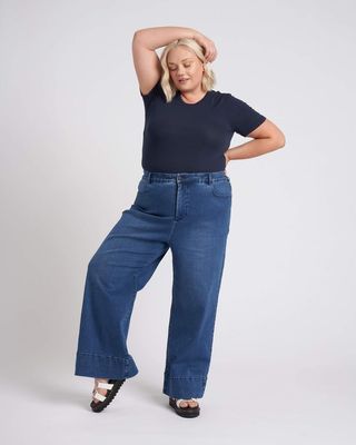 Universal Standard + Carrie High Rise Wide Leg Jeans