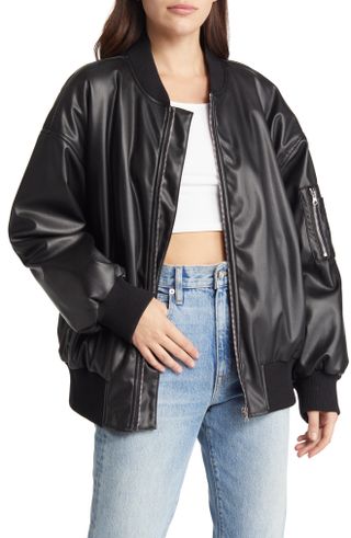 Vero Moda + Bella Pernille Faux Leather Bomber Jacket