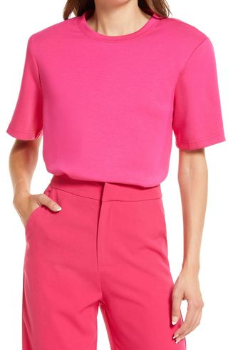 Amy Lynn + Padded Shoulder Short Sleeve Top