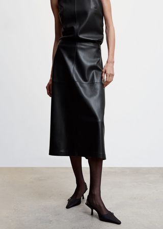 Mango + Faux-Leather Skirt