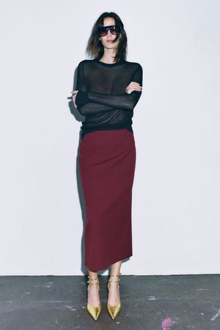 Zara + Midi Pencil Skirt