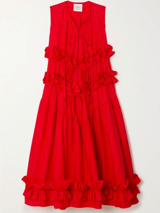 Renaissance Renaissance + + The Vanguard Petra Ruffled Cotton-Poplin Midi Dress