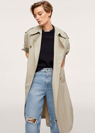 Mango + Long Water-Repellent Trench Coat