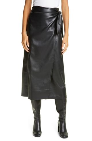 Nanushka + Amas Vegan Leather Wrap Skirt