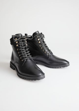& Other Stories + Leather Lace Up Snow Boots