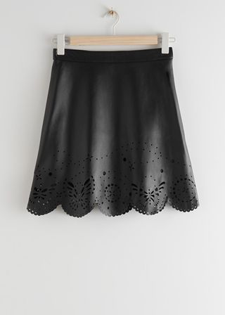 & Other Stories + Laser Cut Leather Mini Skirt