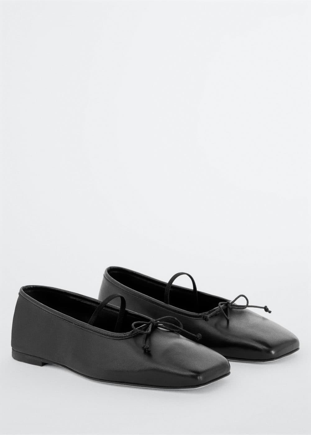 Mango + Square Toe Leather Ballerina