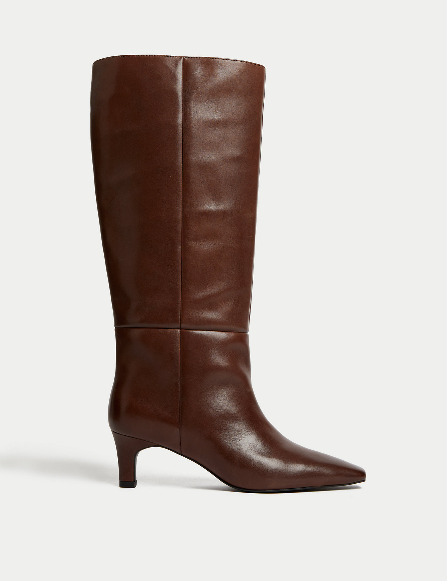 M&S Collection + Leather Kitten Heel Knee High Boots