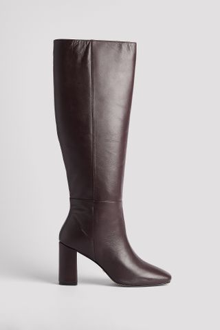 NA-KD + Leather Knee High Boots