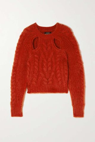 Isabel Marant + Alford Cutout Cable-Knit Mohair-Blend Sweater