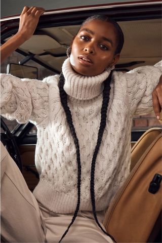 H&M + Cable-Knit Polo-Neck Jumper