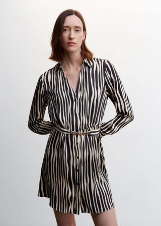 Mango + Belted Striped Shirt Dress