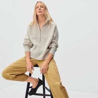 Everlane + The Felted Merino Half-Zip Sweater