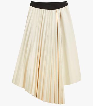 Ted Baker + Viccii Pleated Asymmetric Midi Skirt, White
