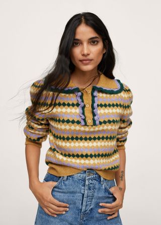 Mango + Printed Knit Sweater