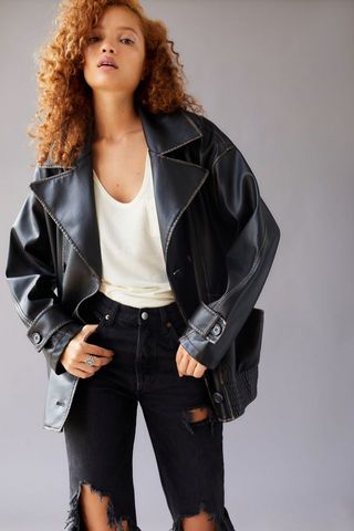 Avec Less Filles + Oversized Faux Leather Jacket
