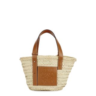 Loewe + Small Cream Raffia Basket Bag