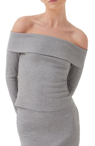 4th & Reckless + Giselle Ribbed Off the Shoulder Cotton Top