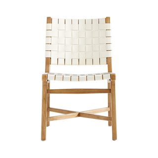 Crate & Barrel + Taj White Woven Leather Dining Chair