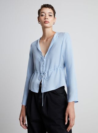 Who What Wear Collection + Georgia Tie-Front Peplum Top