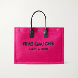 Saint Laurent + Leather-Trimmed Embroidered Wool-Felt Tote
