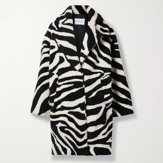 Michael Kors Collection + Oversized Zebra-Intarsia Shearling Coat