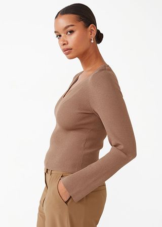& Other Stories + Fitted Sweetheart Neck Top