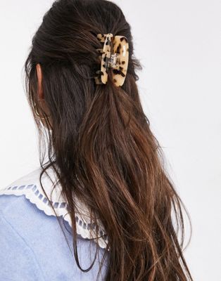 ASOS Design + Rectangle Hair Clip Claw in Milky Tort