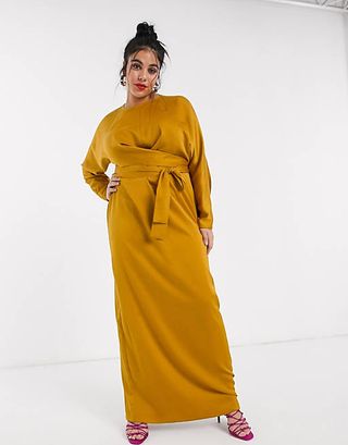 ASOS + Curve Wrap Waist Batwing Sleeve Maxi