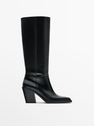 Massimo Dutti + Leather High-Heel Boots