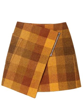 ACNE Studios + Asymmetric Checked Wool Mini Wrap Skirt