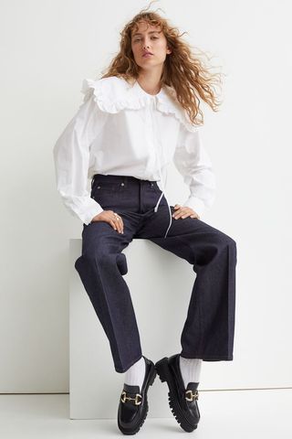 H&M + Ruffle-Collared Cotton Shirt