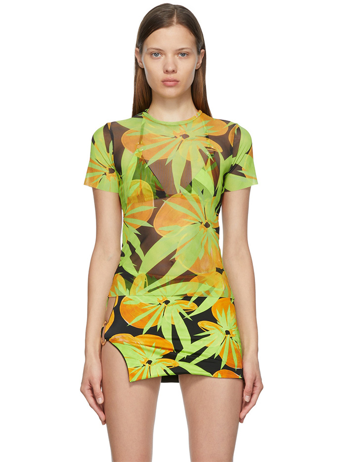 Louisa Ballou + Ssense Exclusive Black & Green Mesh Beach T-Shirt