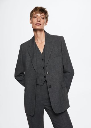 Mango + Structured Wool Suit Blazer