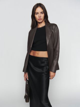 The Reformation + Veda Bowery Leather Blazer