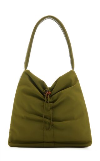 Staud + Felix Ruched Nylon Shoulder Bag in Green